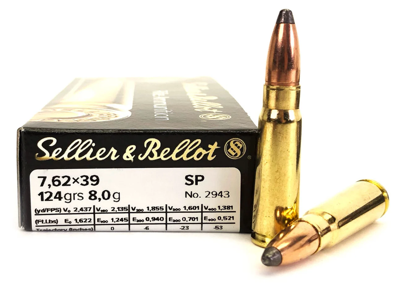 Sellier & Bellot 7.62x39mm 124 gr Soft Point – Premium Hunting Ammunition| 600 Rounds