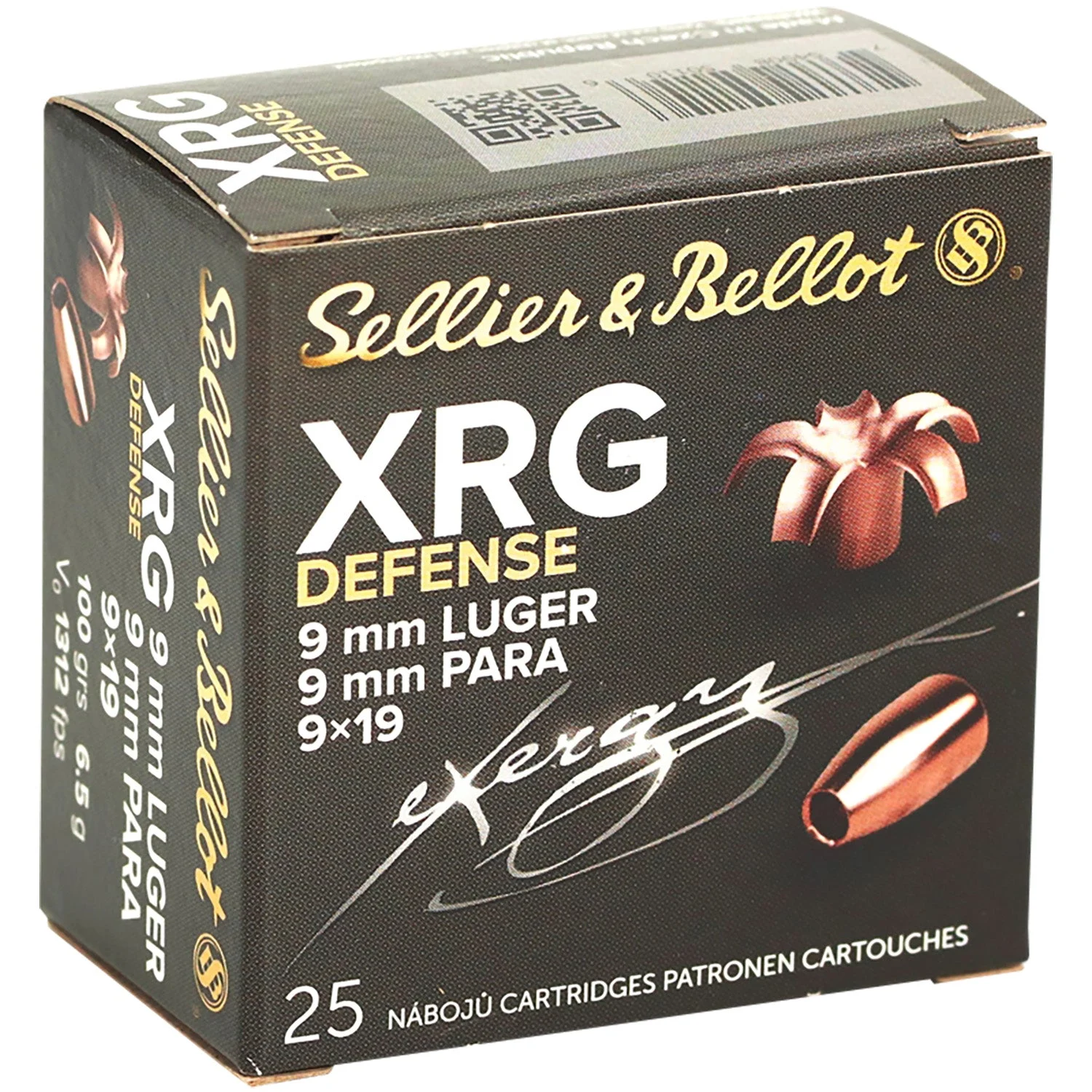 Sellier & Bellot (S&B) SB9XA XRG Solid Copper Hollow Point100 Grain 9mm Luger/Parabellum