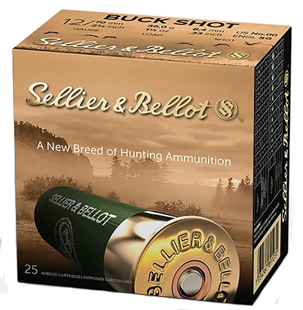 Sellier & Bellot SB12BSC Hunting12 Gauge 2.75″ 12 Pellets 1 1/4 oz 00 Buck Shot 25 Bx/ 10 Case