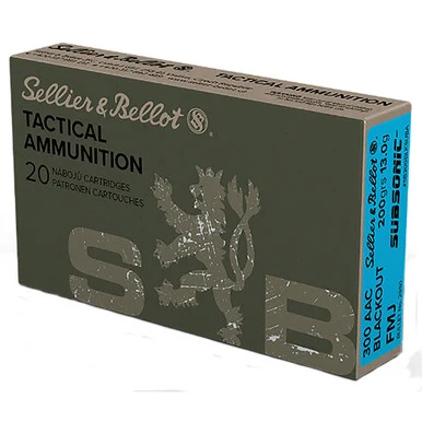 Sellier & Bellot Tactical Subsonic .300 Blackout Brass Centerfire 20 Rounds 200 Grain FMJ Subsonic SB300BLKSUBA