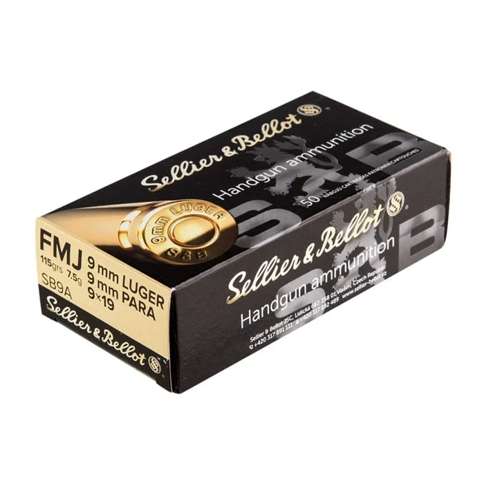 SELLIER & BELLOT9MM LUGER FULL METAL JACKET HANDGUN AMMO