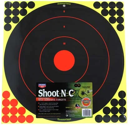 Shoot-N-C Targets17-1/4" bullseye,5 sheet pack of self adhesive targets