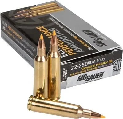 SIG 22-250 REM 40GR ELITE VARMINT/PREDATOR 20RD