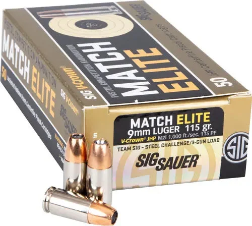 SIG 9MM LUGER 115GR ELITE COMPETITION JHP 50RD