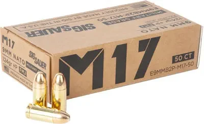 SIG M17 9MM LUGER +P 124GR FMJ 50RD