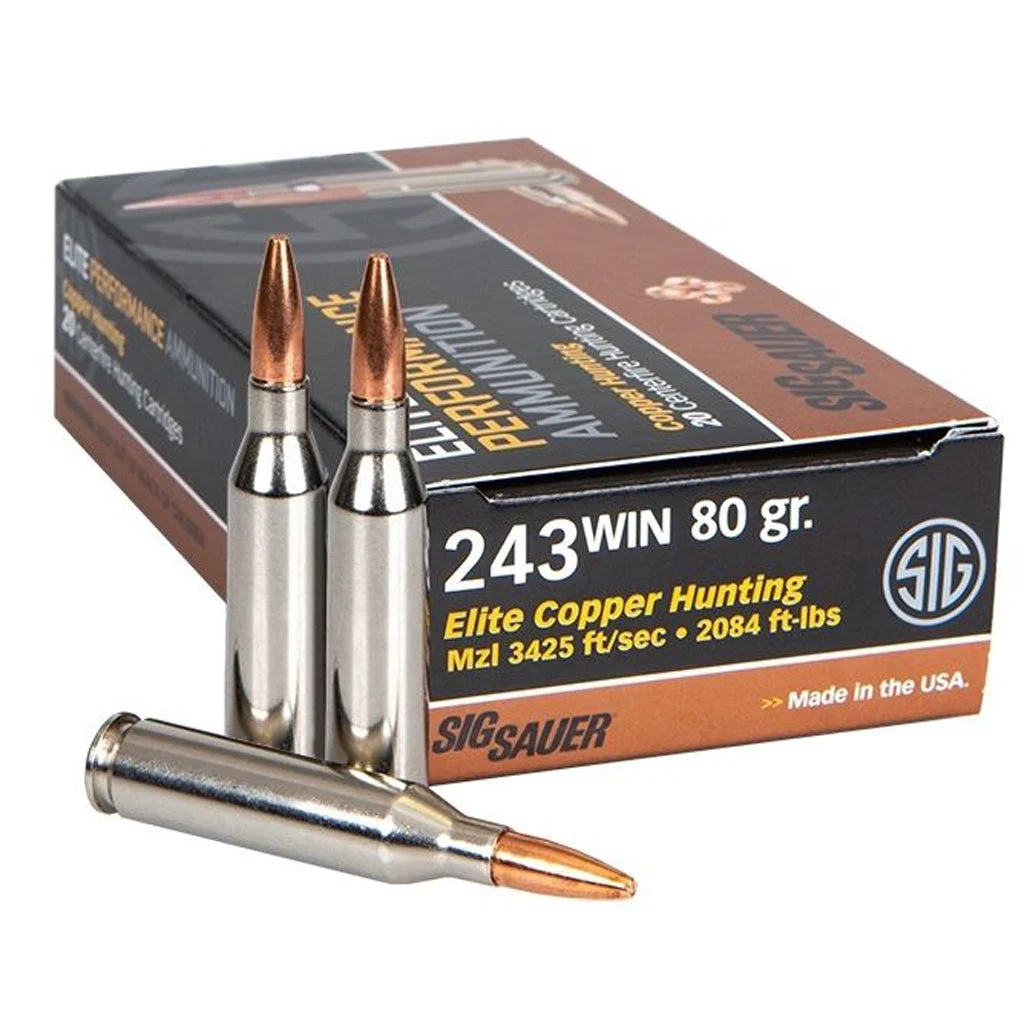 Sig Sauer E243H120 Elite Copper Hunting Copper Solid80 Grain .243 Winchester