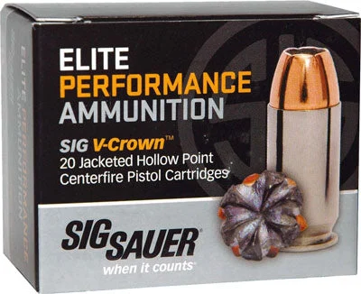 Sig Sauer E45AP020 Elite Performance V Crown Jacketed Hollow Point HP 185 Grain .45 ACP/Auto