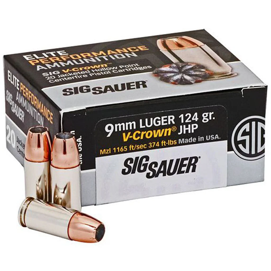 Sig Sauer Elite Performance V-Crown 9mm Luger / Parabellum 124 gr JHP ammo
