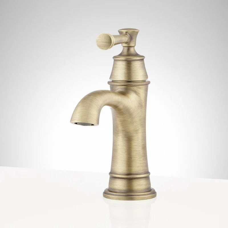 Signature Hardware Beasley Single Handle Monoblock Bahroom Sink Faucet in Aged Brass | Ferguson