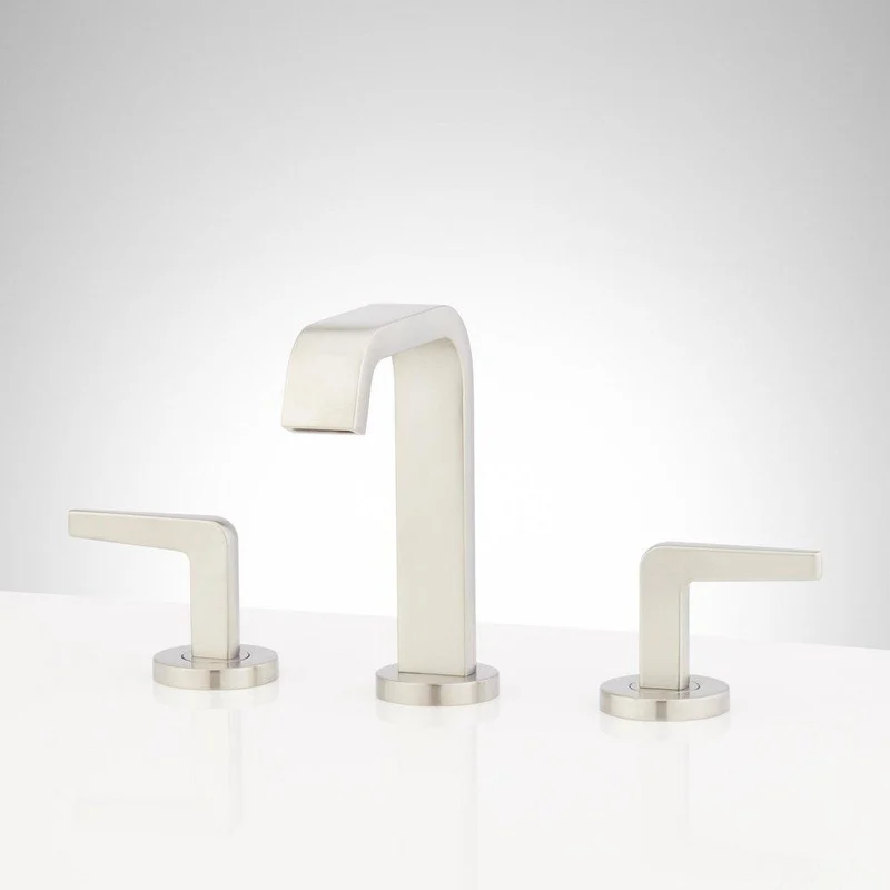 Signature Hardware Drea Two Handle Widespread Bathroom Sink Faucet in Brushed Nickel | Ferguson