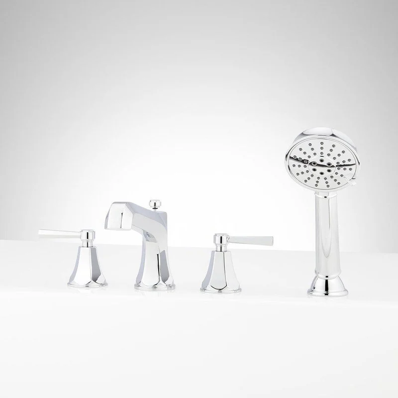 Signature Hardware Elita Roman Tub Faucet and Hand Shower in Chrome with Lever Handles | Ferguson