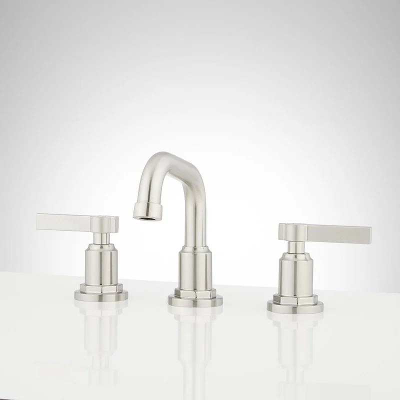 Signature Hardware Greyfield Two Handle Widespread Bathroom Sink Faucet in Brushed Gold | Ferguson