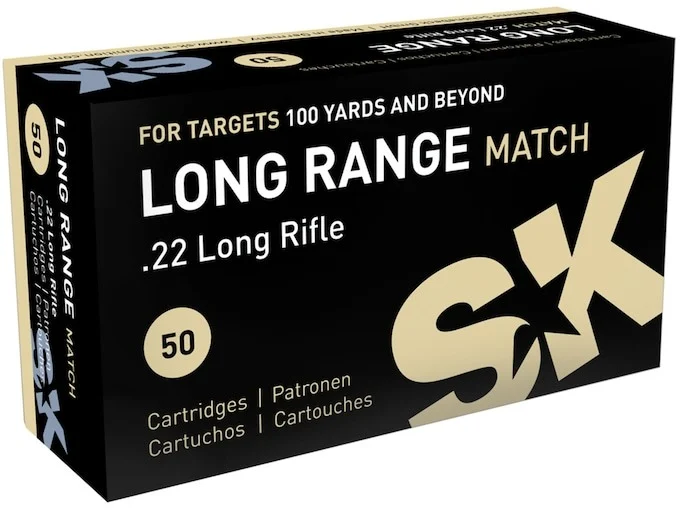 SK Long Range Match Ammunition 22 Long Rifle 40 Grain Lead Round Nose