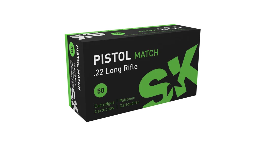 SK Pistol Match .22 Long Rifle 40 grain Lead Round Nose (LRN) Brass Rimfire Ammunition