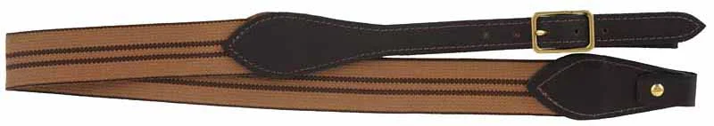 Sling for rifle, longrifle, or fowling gun,woven simulated cotton with leather ends, brass buckle