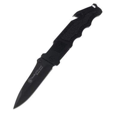 Smith and Wesson Border Guard Folding Knife 4.4in Black Drop Point Blade SWBG1