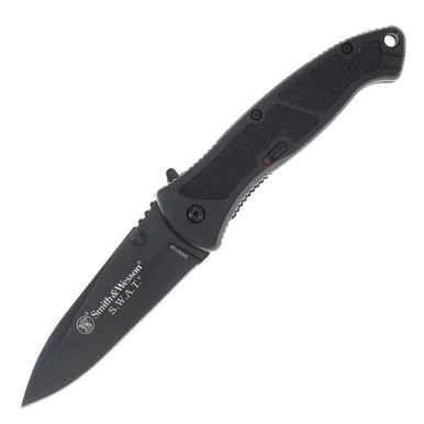 Smith and Wesson Large SWAT MAGIC Assisted Folding Knife Black 3.7in Plain Blade SWSWATLB