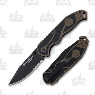 Smith & Wesson SWAT II Folding Knife OD Green 3.5in Combo Clip Point 1100058