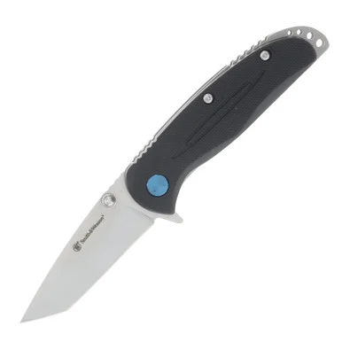 Smith and Wesson Tanto Folding Knife Black GFN 2.64in Plain Bead Blasted Blade 1100066