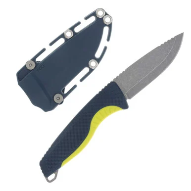 SOG Aegis FX Indigo - Yellow 3.7 Inch Plain Stonewash Drop Point SOG17410141