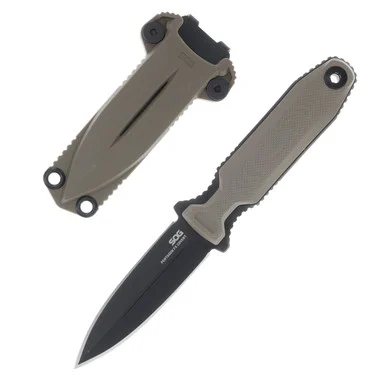 SOG Knives Pentagon FX Covert FDE Fixed Blade 3.41in Black Spear Point 17610457
