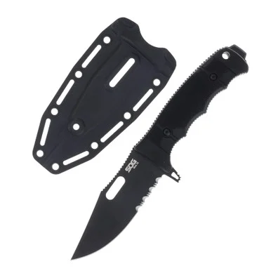 SOG Knives Seal FX Fixed Blade Black 4.3in Part Serrated Clip Point 17210157