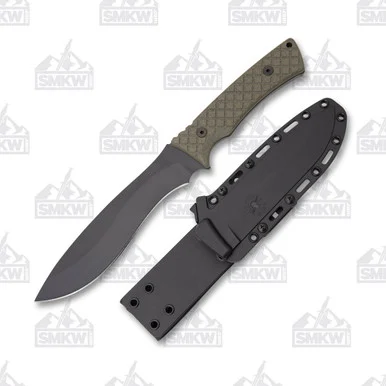 Spartan Blades Machai Fixed Blade Knife DLC 1095 Recurve/OD Green Micarta SBSL002GN