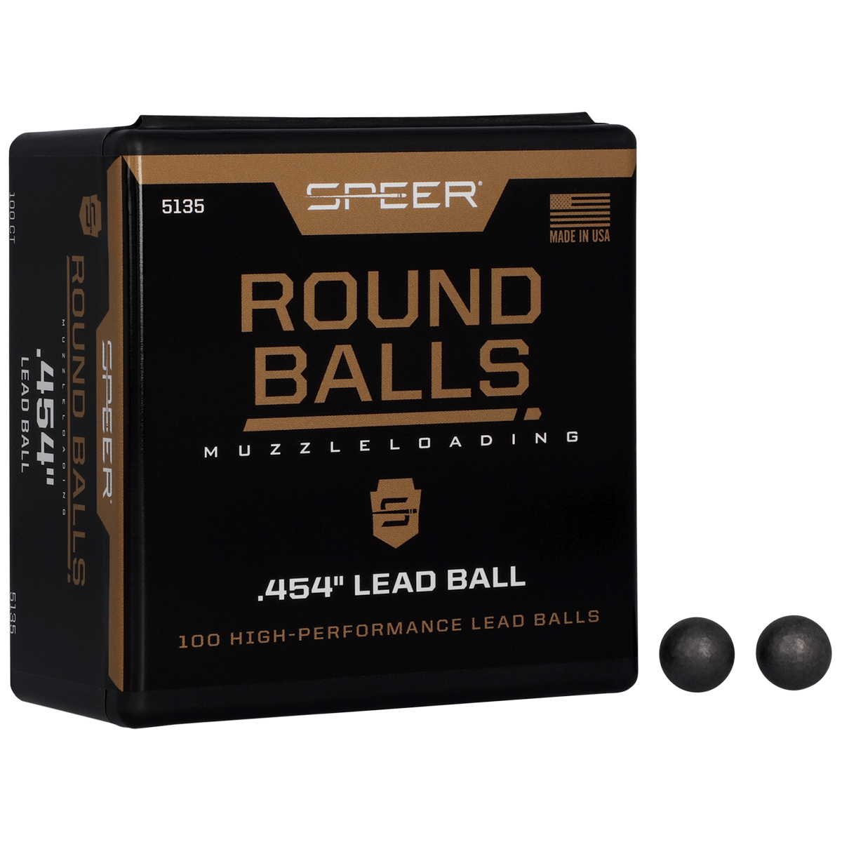 Speer Bullets 5135 Lead Balls 44 Black Powder .454 Dia 140 GR 100