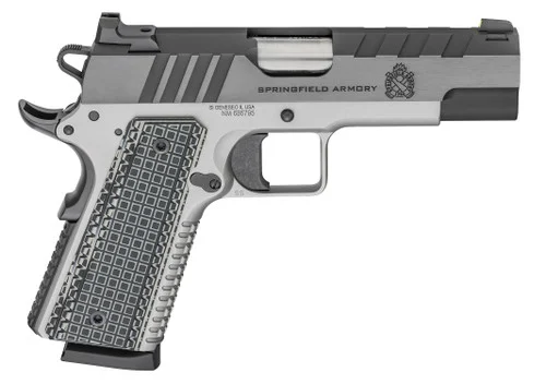 Springfield Emissary 1911 9mm, 4.25" Barrel, Silver/Black, G10 Grip, 9rd