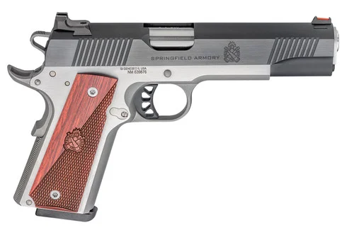 Springfield Ronin, 1911, SAO 9mm, 5" Match Grade Barrel,, Blued Slide, Stainless Frame, Wood Grips, Fiber Optic Front Sight, Tactical Rack White Dot Rear Sight, Manual Safety, 9rd, 1 Magazines