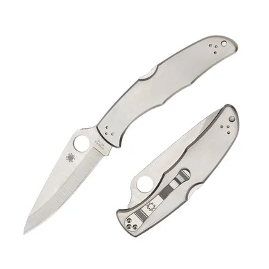 Spyderco Endura 4 Stainless 3.82 Inch Plain Satin Clip Point SPC10P