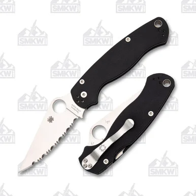 Spyderco Para Military 2 Black 3.45in Satin Serrated Blade SPC81GS2