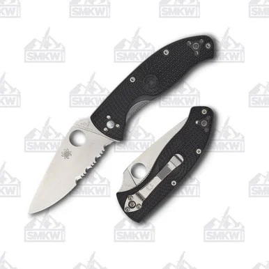 Spyderco Tenacious Lightweight Folding Knife FRN 3.39in Satin Part Serr Blade SPC122PSBK