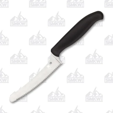 Spyderco Z-Cut Kitchen Knife 4.3in Satin Blunt Tip Serrated Fixed Blade SPK13SBK