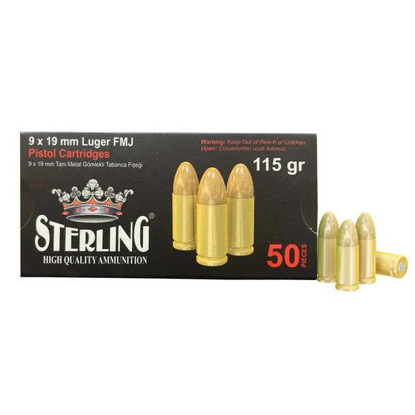STERLING 9MM 115GR FMJ BRASS 50RD