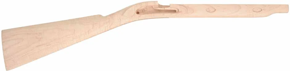 stock, Hawken halfstock, pre shaped, pre-inlet,1" octagon barrel, L&R Hawken lock, extra fancy maple