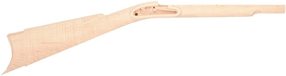 Stock, John Vincent & Son, pre-inlet,13/16" octagon barrel, Goulcher lock, extra fancy maple
