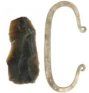 Strike-a-Lightfire striker, hand forged, curled ends,with flint chard