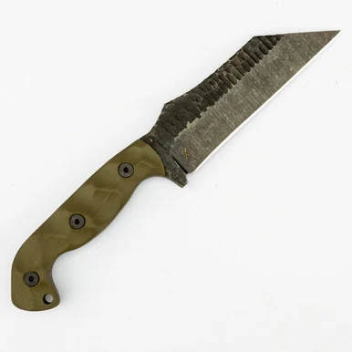 Stroup Knives TU3 OD Green 5" Plain Black Acid Wash Wharncliffe SKTU3OD