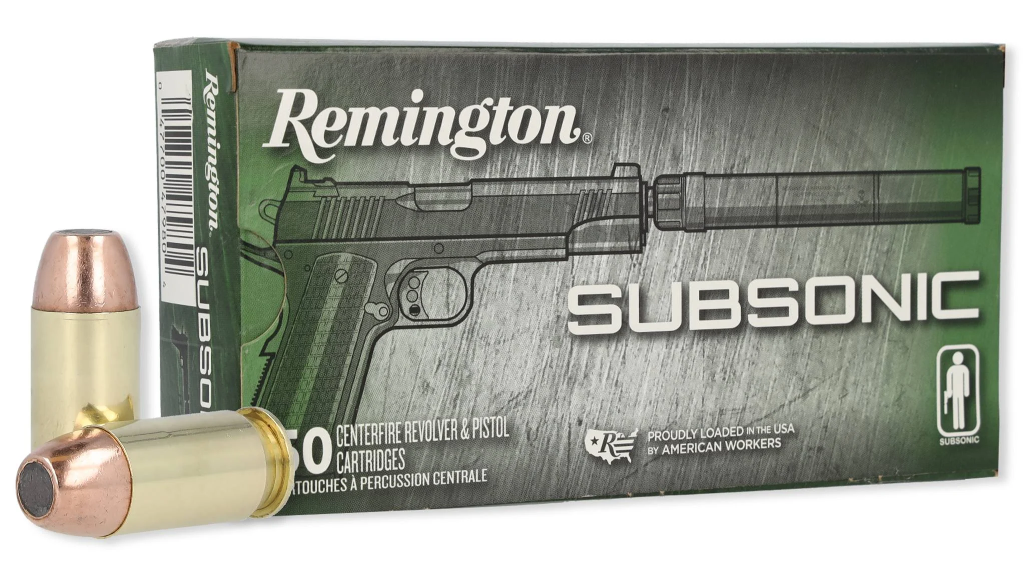 Subsonic Handgun, 45 Auto, 230 Grain, Flat Nose Enclosed Base, 830 fps