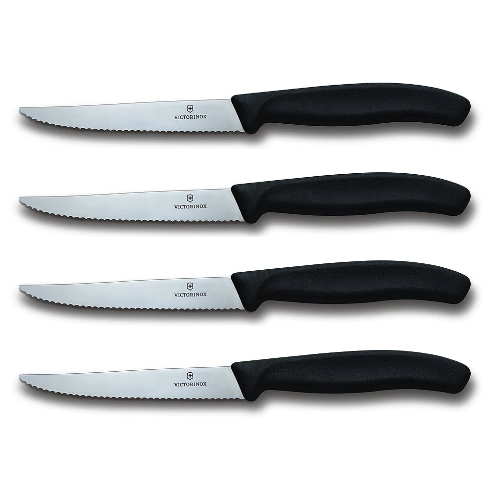 Swiss Classic 4-Piece 4.5″ Spear Tip Serrated Steak Knife Set by Victorinox