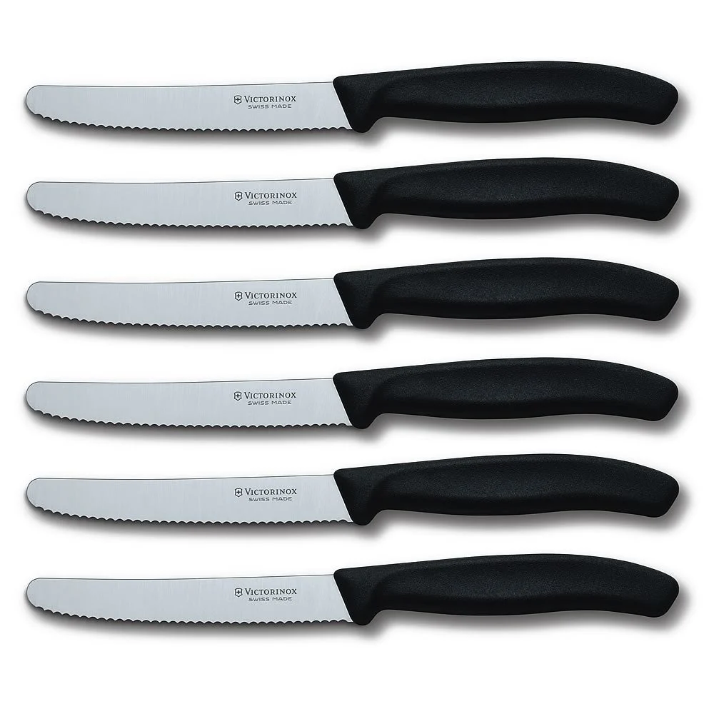 Swiss Classic 6-Piece 4.5″ Round Tip Serrated Steak Knife Set by Victorinox