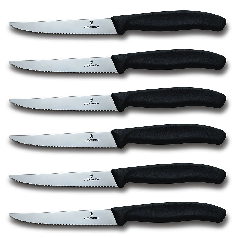 Swiss Classic 6-Piece 4.5″ Spear Tip Serrated Steak Knife Set by Victorinox