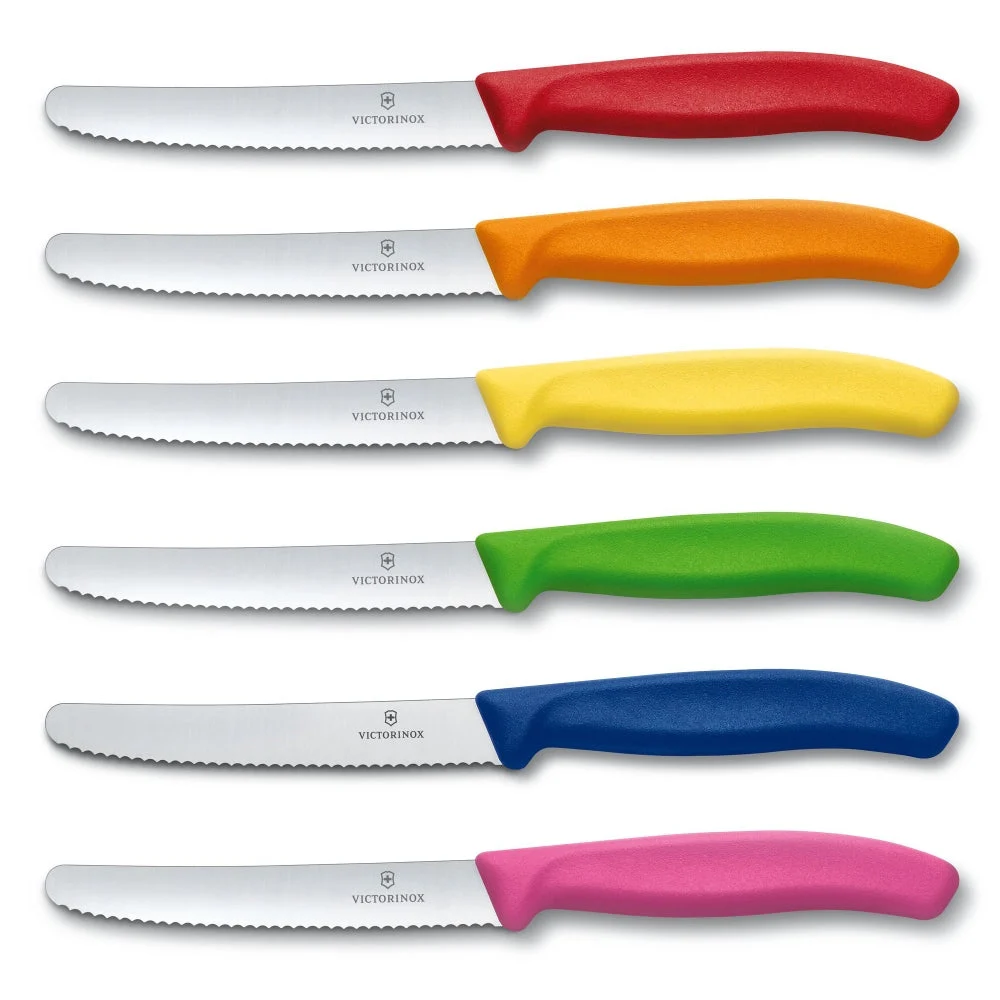 Swiss Classic Colorful 6-Piece 4.5″ Serrated Utility Knife Set by Victorinox