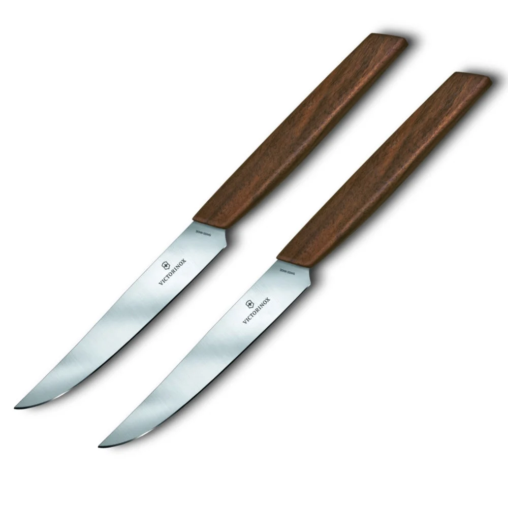 Swiss Modern Wood 2-Piece Steak Knife Set by Victorinox