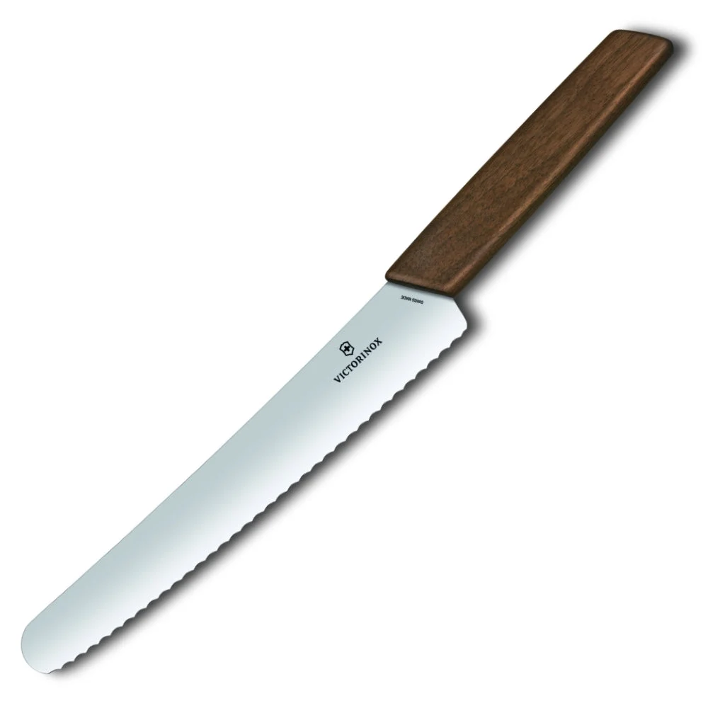Swiss Modern Wood 8.5″ Curved Bread Knife by Victorinox