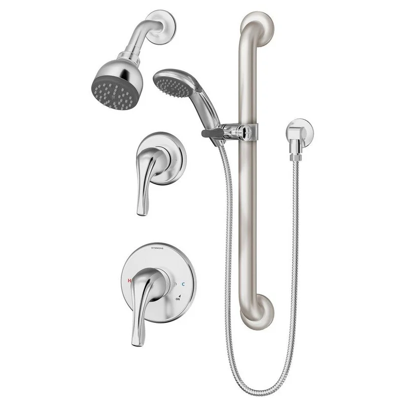 Symmons Industries Origins 1.5 gpm Pressure Balance Shower System with Double Lever Handle in Polished Chrome | Ferguson