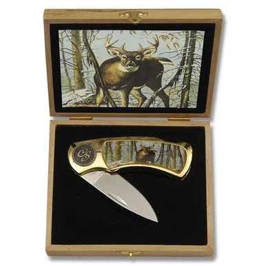 Szco Collector Series Lockback Folding Knife with Wood Display Box - Buck PMCS6001