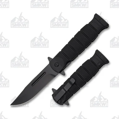 Szco Combat Folding Knife 3.5 Inch Plain Black Clip Point 300480BK
