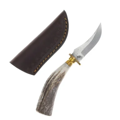 Szco Mini Stag Hunter Fixed Blade Knife with Leather Sheath SS7025